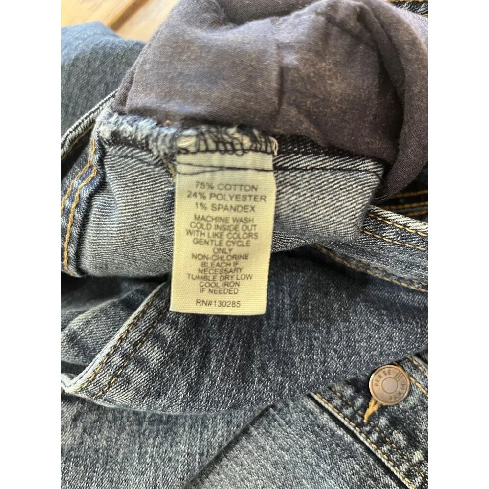 Per Se Denim Pencil Skirt Womens 6 Blue Jean Button Front Mid Length Pockets